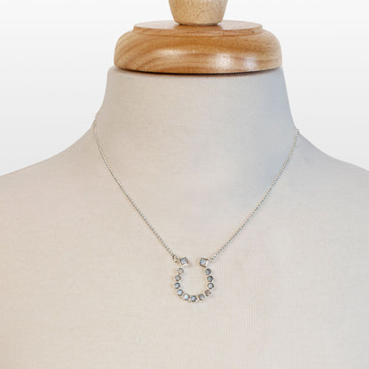 Keepsake - Moonstone Equestrian Horseshoe Necklace in Silver
