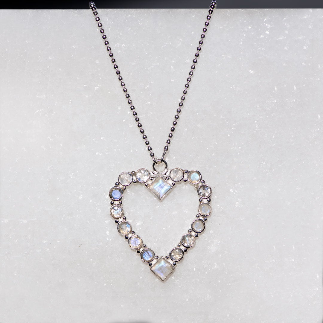 Keepsake - Moonstone Heart Necklace in Silver