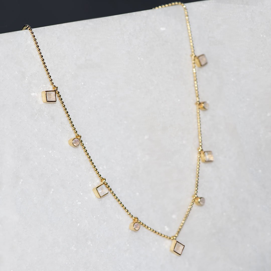 Keepsake - Moonstone Equestrian Horseshoe Necklace in Gold