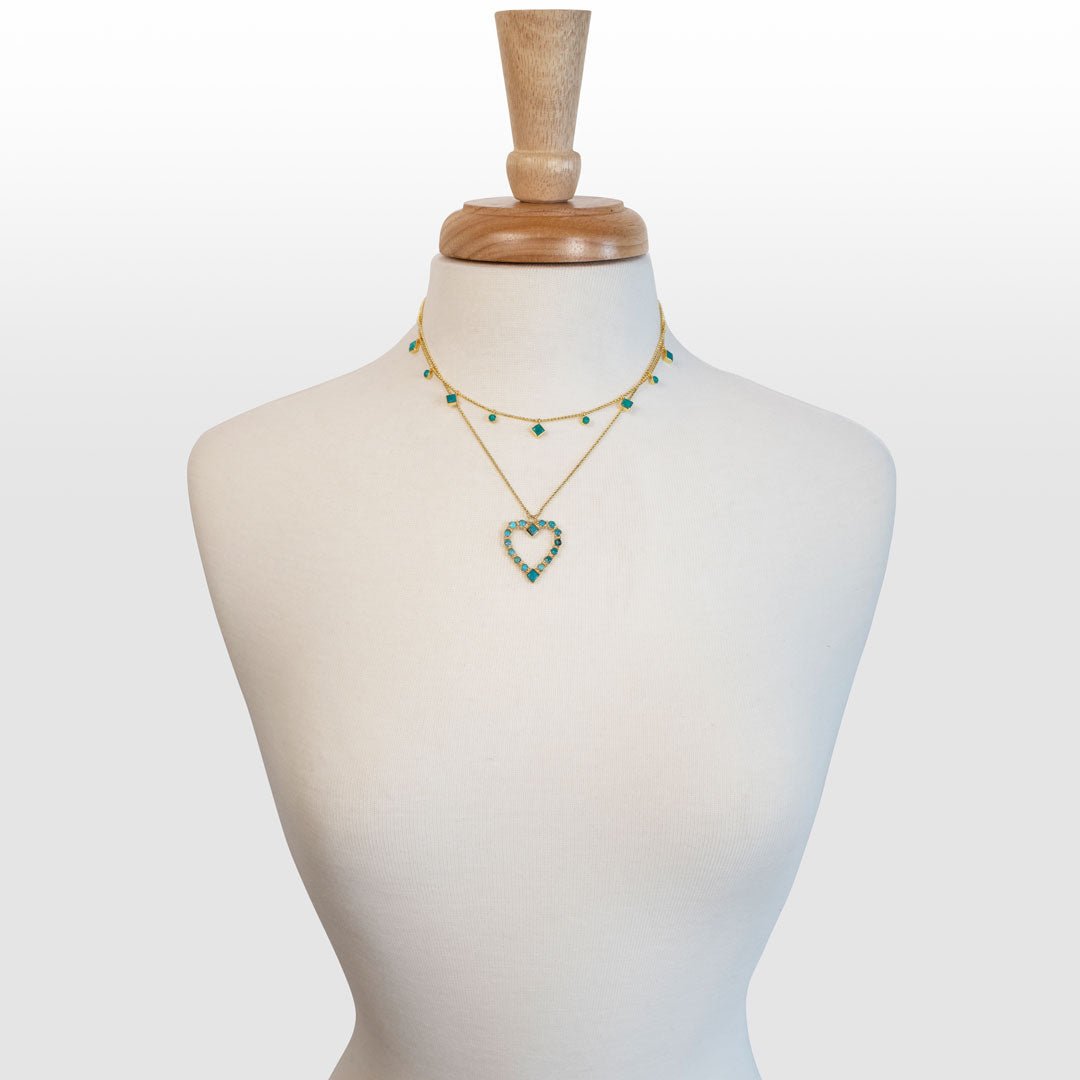 Keepsake - Turquoise Heart Necklace in Gold