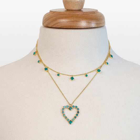 Keepsake - Turquoise Heart Necklace in Gold
