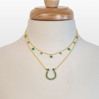 Keepsake - Turquoise Equestrian Horseshoe Necklace in Gold