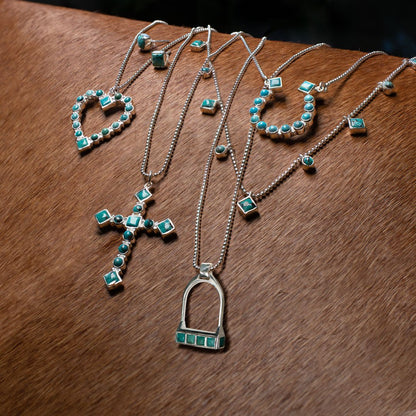 Keepsake - Turquoise Cross Necklace in Silver