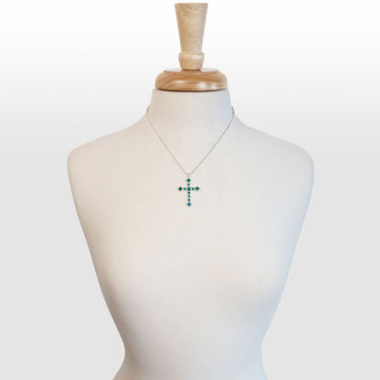 Keepsake - Turquoise Cross Necklace in Silver