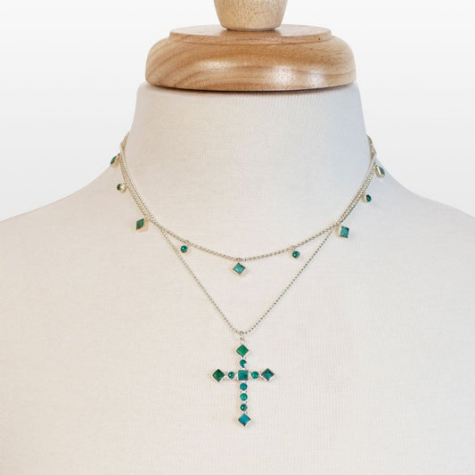 Keepsake - Turquoise Cross Necklace in Silver