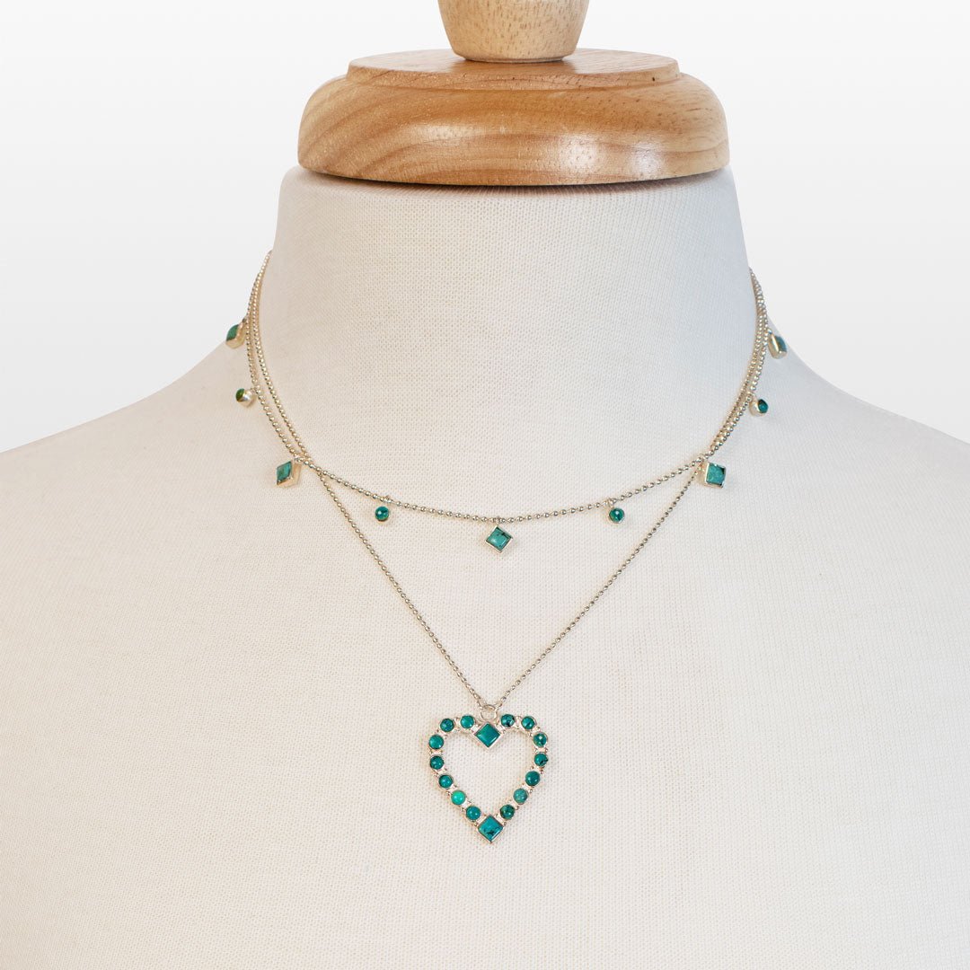 Keepsake - Turquoise Heart Necklace in Silver