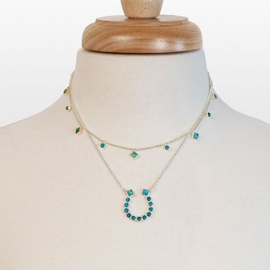 Keepsake - Turquoise Equestrian Horseshoe Necklace in Silver