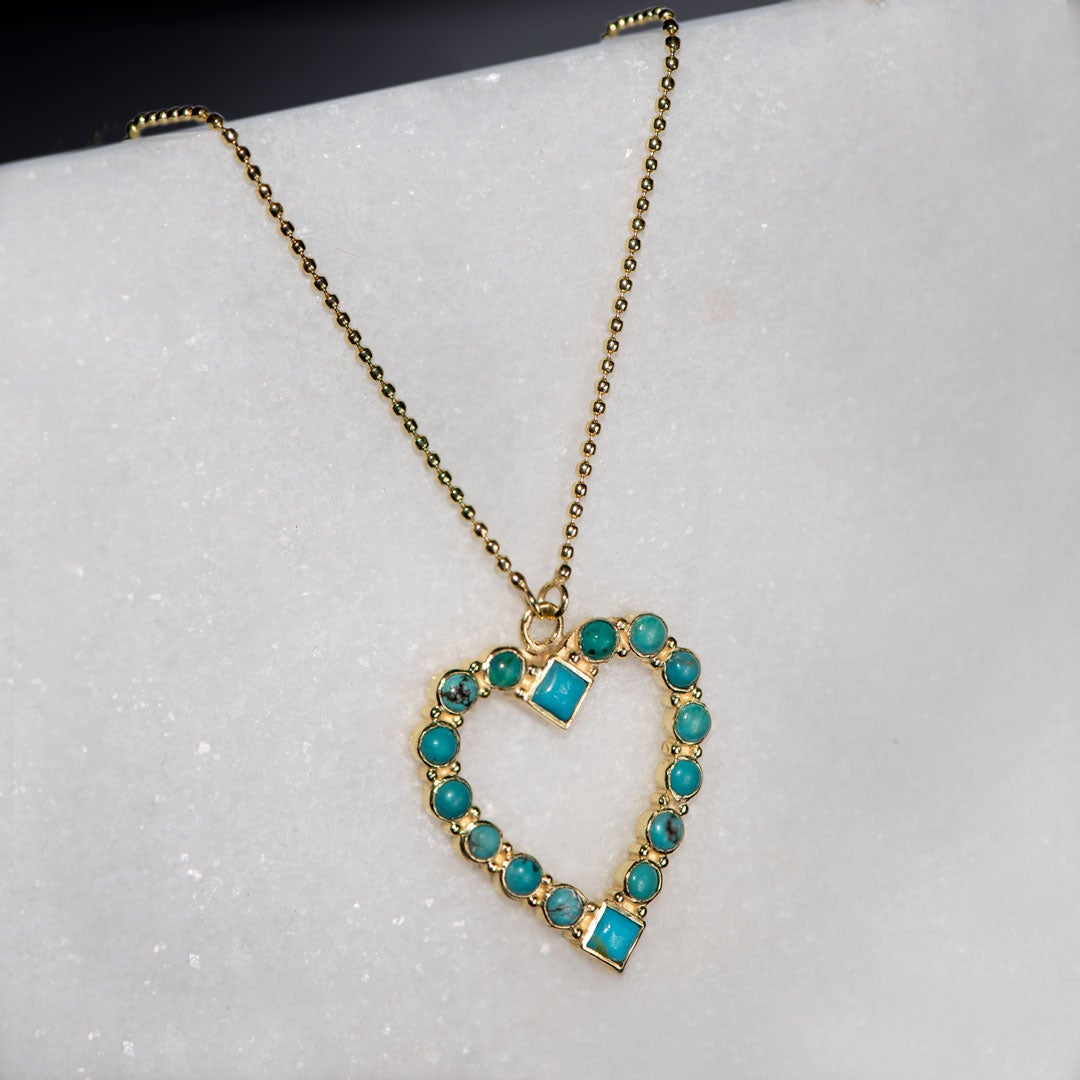 Keepsake - Turquoise Heart Necklace in Gold