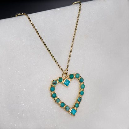 Keepsake - Turquoise Heart Necklace in Gold
