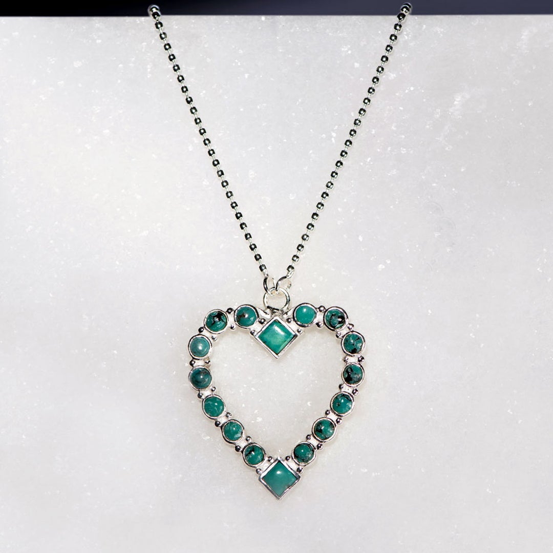 Keepsake - Turquoise Heart Necklace in Silver