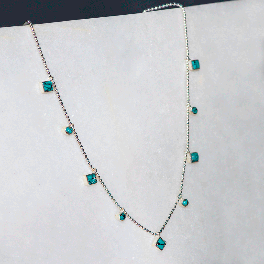 Keepsake - Turquoise Equestrian Horseshoe Necklace in Silver