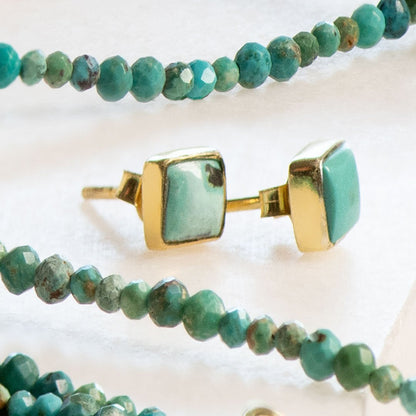 Keepsake - Turquoise Equestrian Riding Stirrup Necklace in Gold