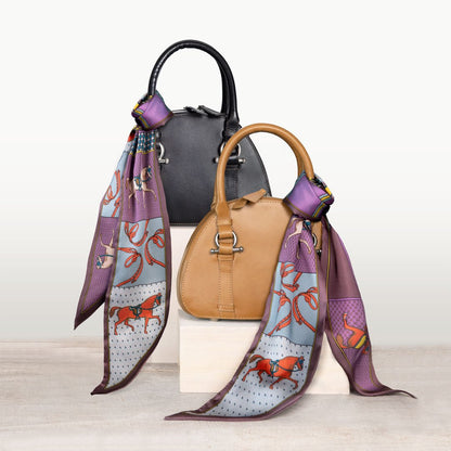 Kella - Horse Bit Vanity Luxury Leather handbag in Caramel