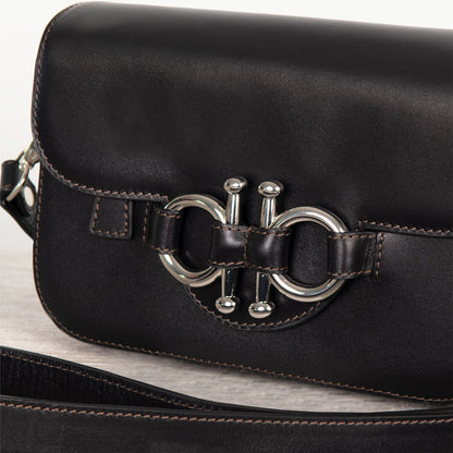 Lana - Horse Bit Crossbody Luxury Leather Bag in Black