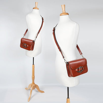 Lana - Horse Bit Crossbody Luxury Leather Bag in Cognac