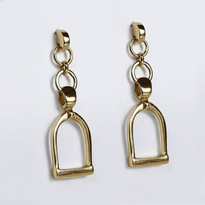 Langley - Equestrian Double Riding Stirrup Necklace in Gold