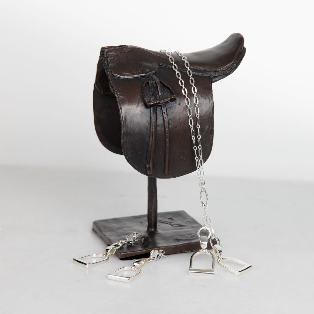 Langley - Equestrian Double Riding Stirrup Necklace in Silver