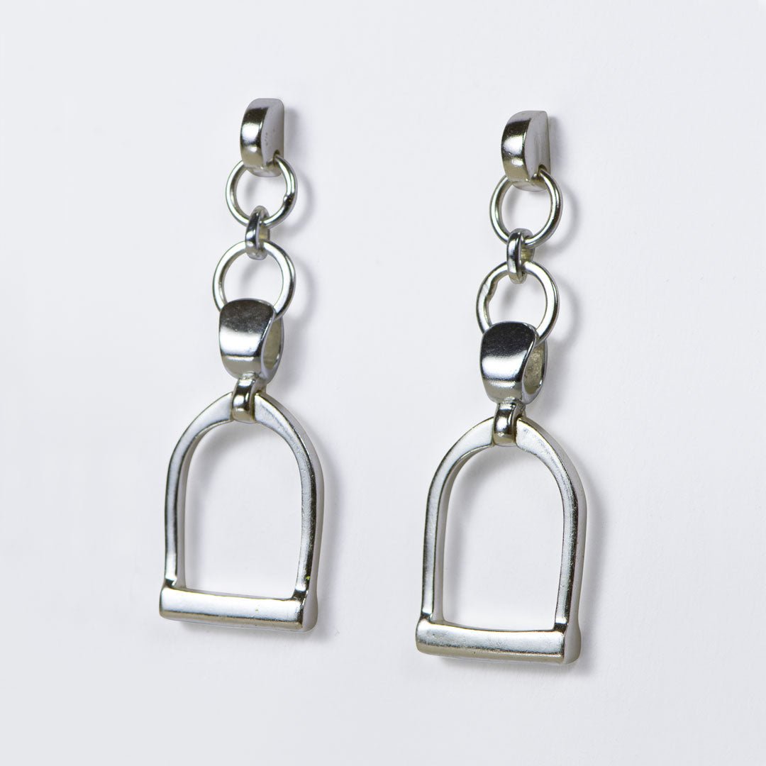 Langley - Equestrian Double Riding Stirrup Necklace in Silver