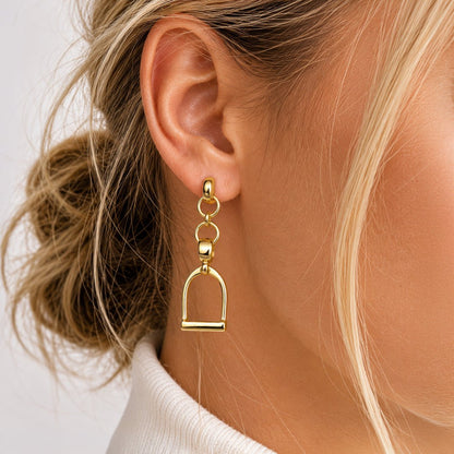 Langley - Equestrian Riding Stirrup Earring in Gold