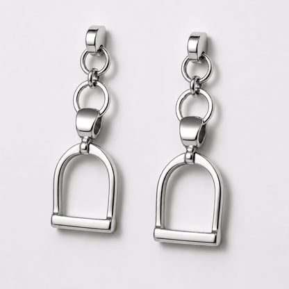 Langley - Equestrian Riding Stirrup Earring in Silver