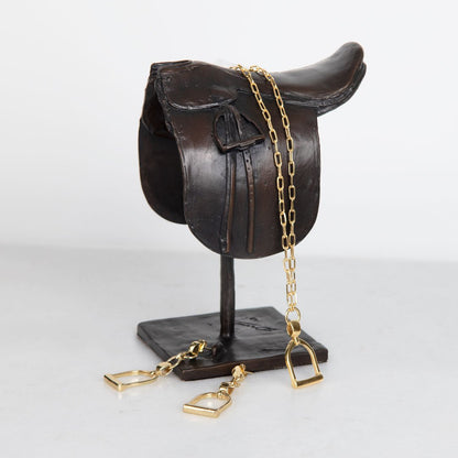Langley - Equestrian Riding Stirrup Necklace in Gold
