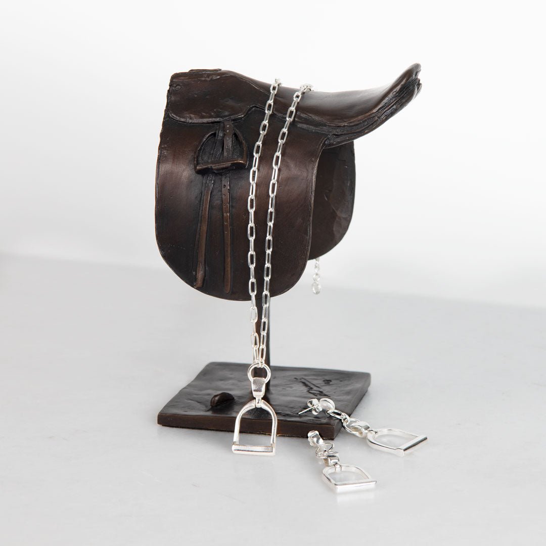 Langley - Equestrian Riding Stirrup Necklace in Silver