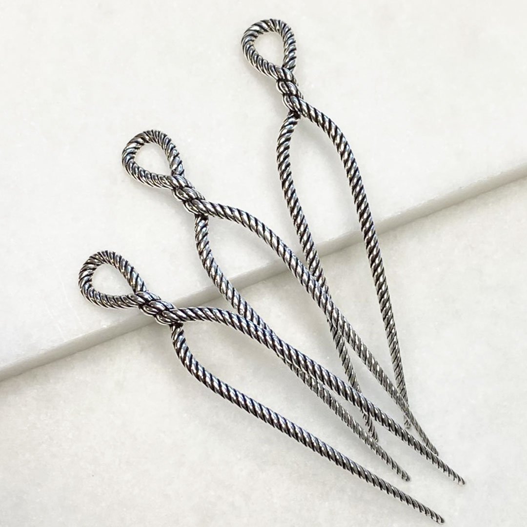 Lariat - Rope Twist Petite Hair Pick in Silver