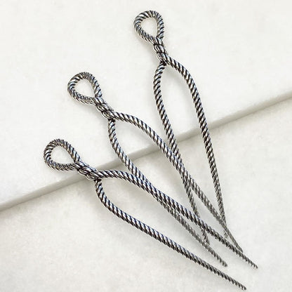 Lariat - Rope Twist Petite Hair Pick in Silver