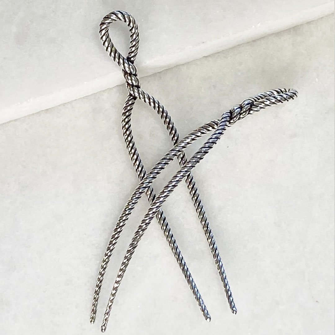 Lariat - Rope Twist Petite Hair Pick in Silver