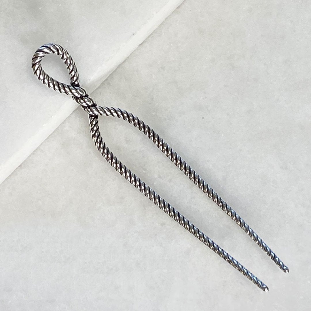 Lariat - Rope Twist Petite Hair Pick in Silver