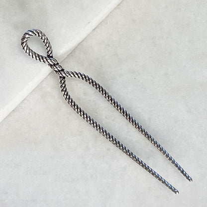 Lariat - Rope Twist Petite Hair Pick in Silver