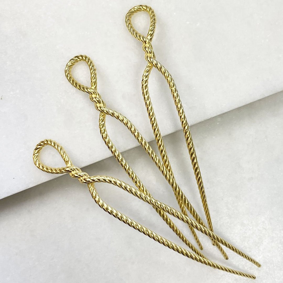 Lariat - Rope Twist Petite Hair Pick in Gold