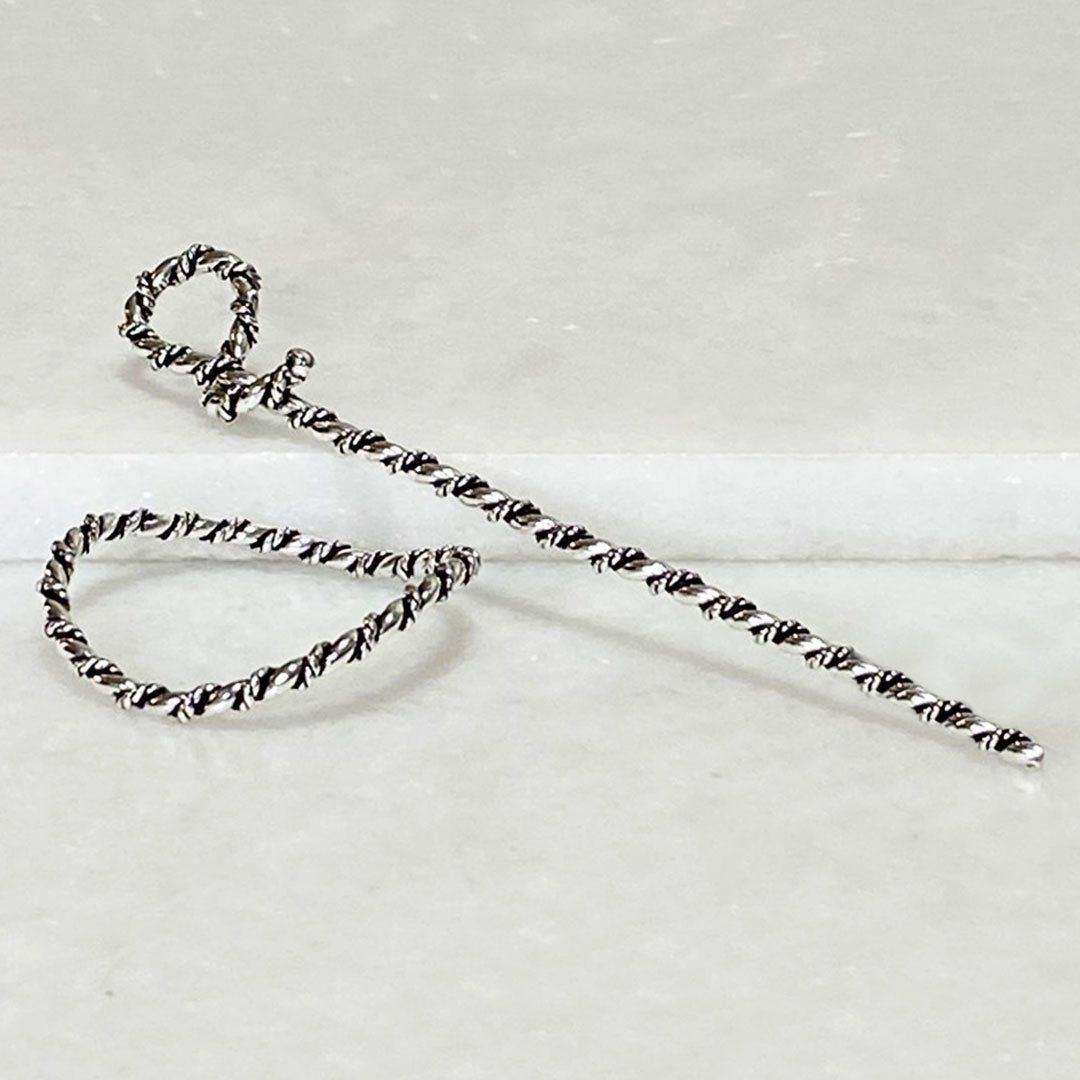 Lariat  - Triple Rope Twist Mane Tamer Hair Pin in Silver