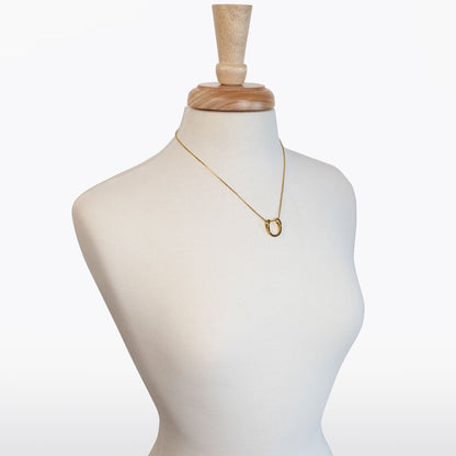 Levade -Black Moissanite Horseshoe Equestrian Necklace in Gold