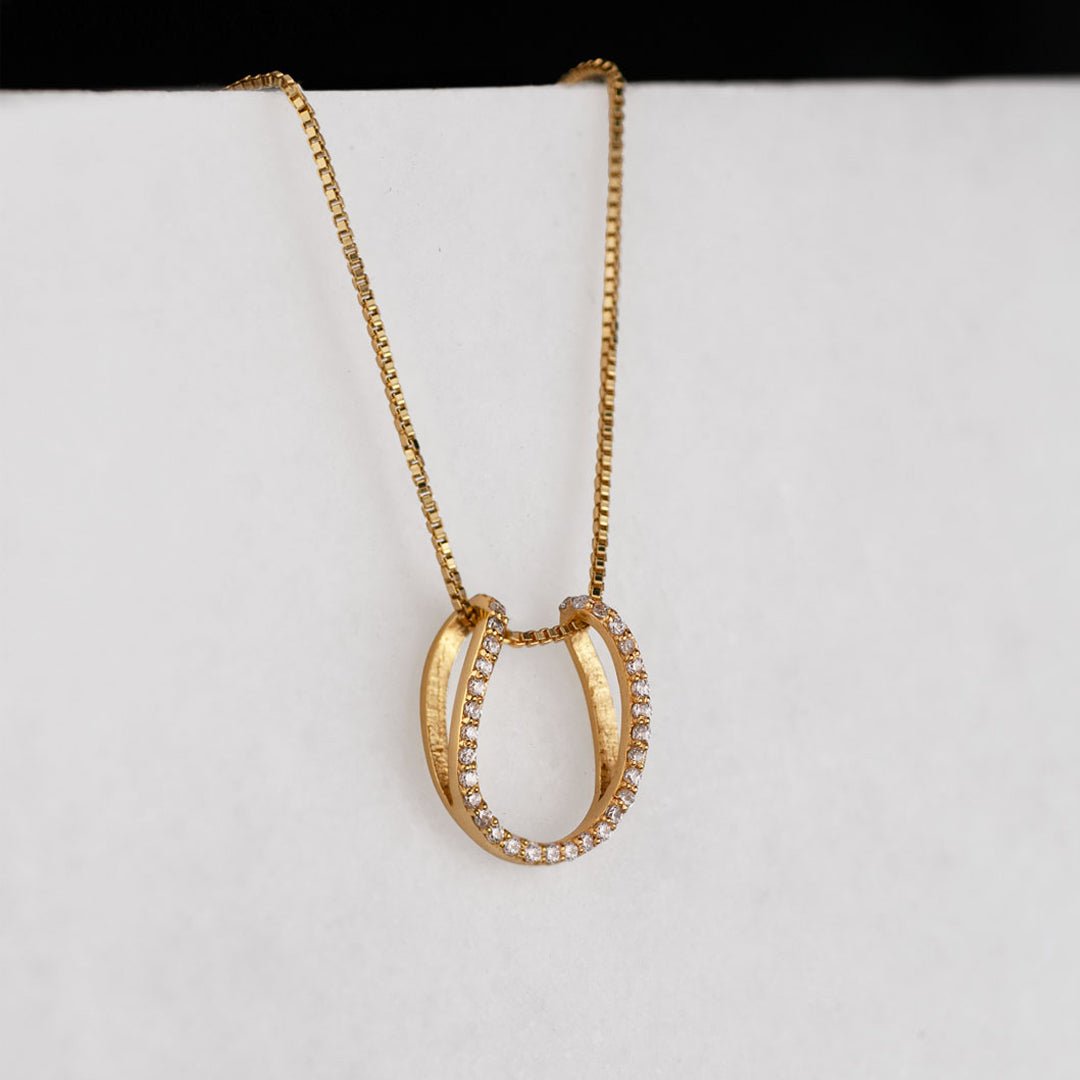 Levade -Moissanite Horseshoe Equestrian Necklace in Gold
