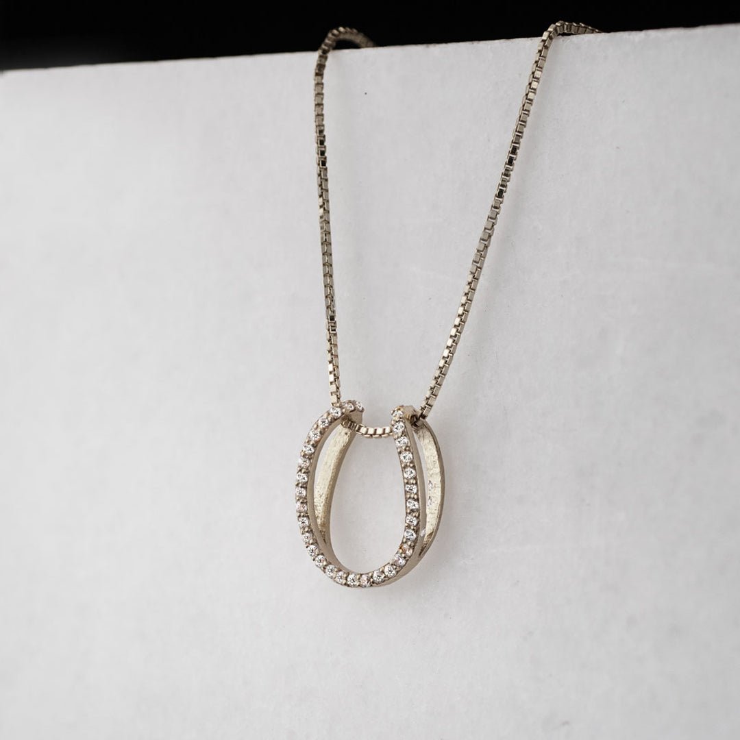 Levade -Moissanite Horseshoe Equestrian Necklace in Silver
