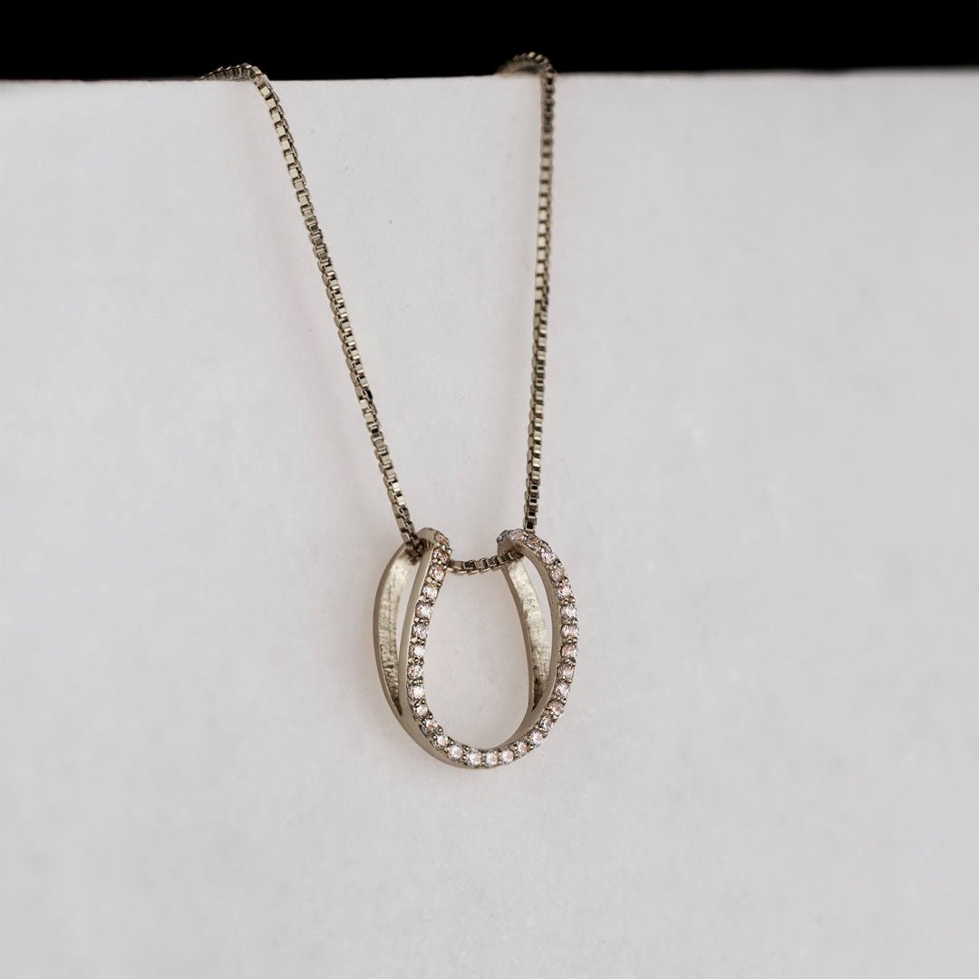 Levade -Moissanite Horseshoe Equestrian Necklace in Silver