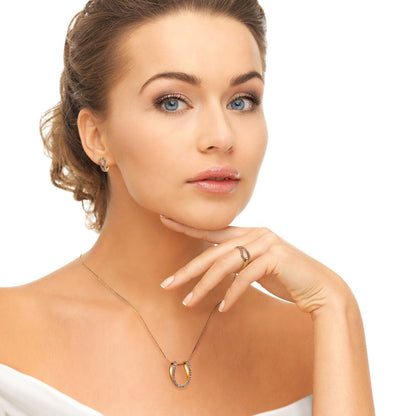 Levade -Violet Moissanite Horseshoe Equestrian Necklace in Gold