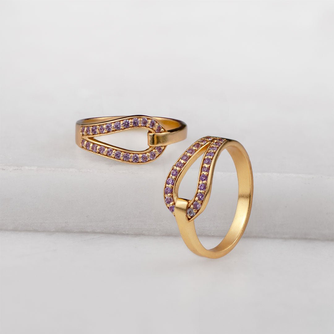 Levade -Violet Moissanite Horseshoe Equestrian Necklace in Gold