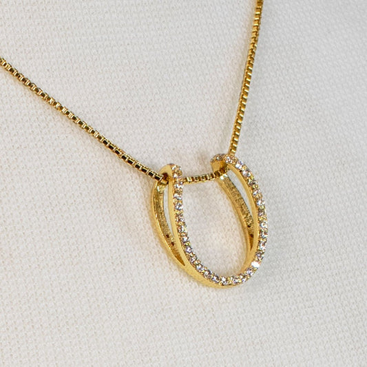 Levade -Moissanite Horseshoe Equestrian Necklace in Gold