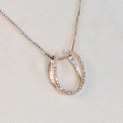 Levade -Moissanite Horseshoe Equestrian Necklace in Silver