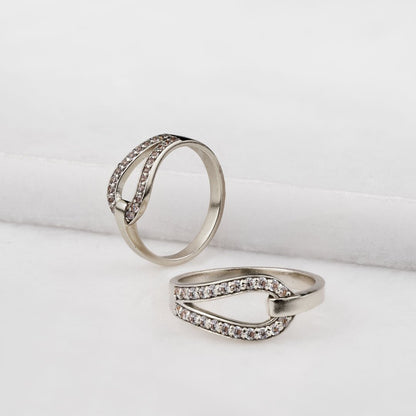 Levade - Violet Moissanite Equestrian Horseshoe Ring in Silver