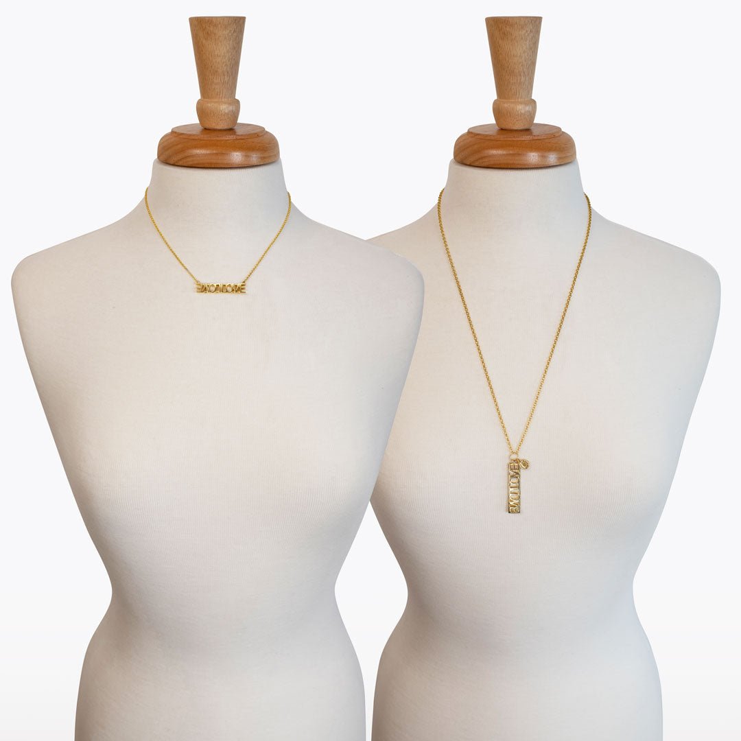 Love - Horseshoe Coin Dog Tag Necklace in Gold