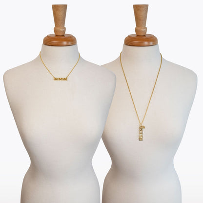 Love - Horseshoe Coin Dog Tag Necklace in Gold