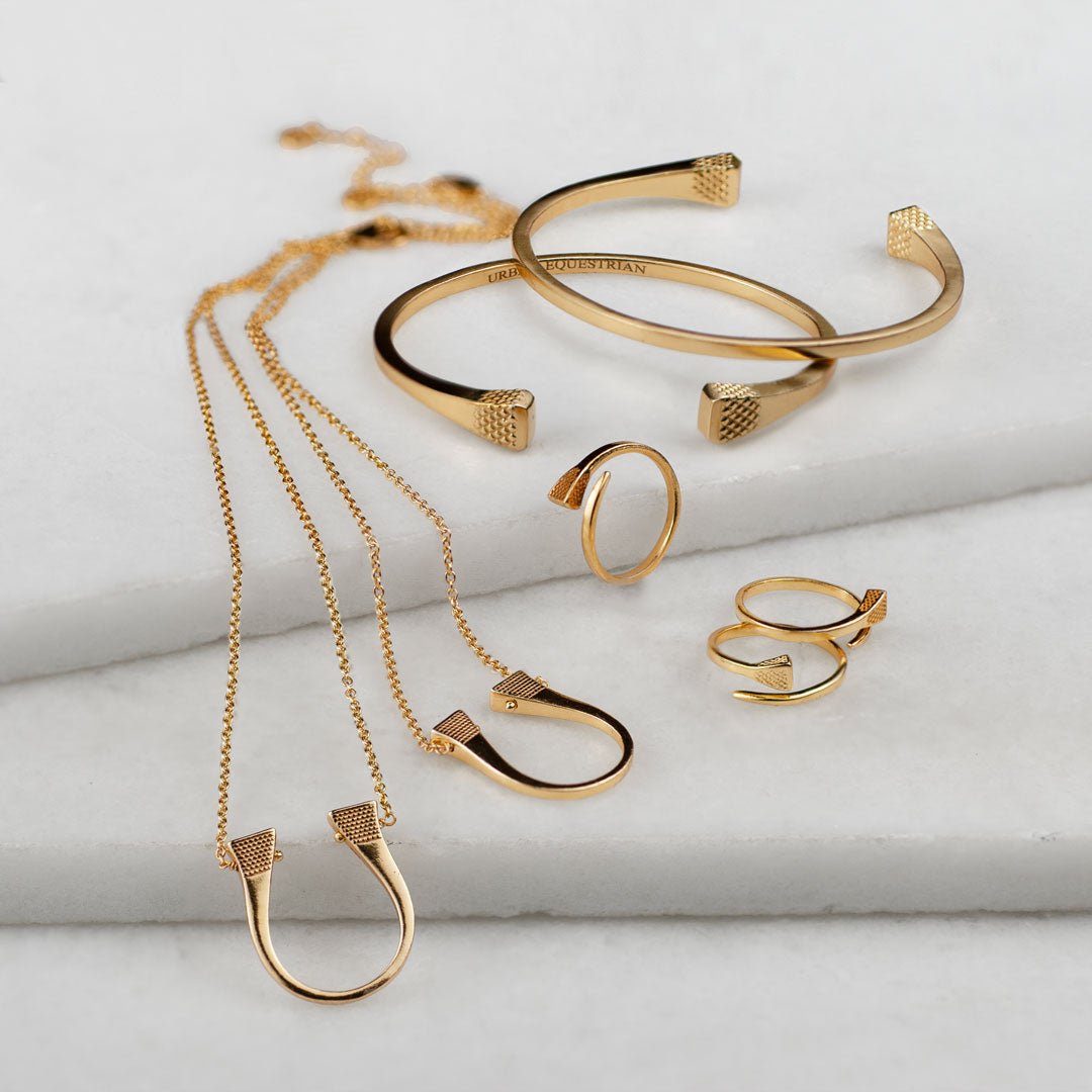 Lucky Nail - Blacksmith Horseshoe Cuff Bracelet in Gold