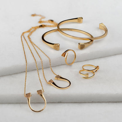Lucky Nail - Blacksmith Horseshoe Cuff Bracelet in Gold