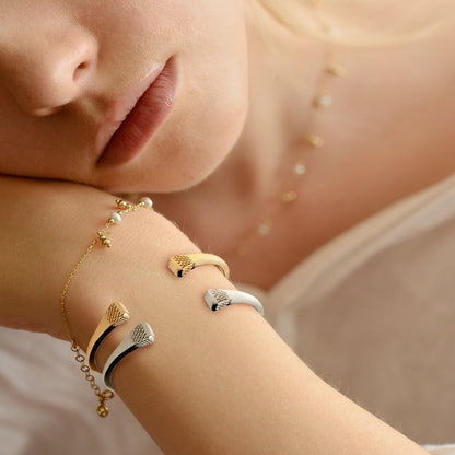 Lucky Nail - Blacksmith Horseshoe Cuff Bracelet in Silver