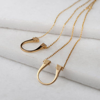 Lucky Nail - Horseshoe Nail Equestrian Necklace in Gold