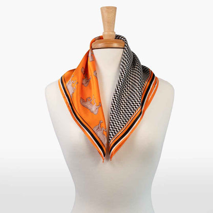 Manon - Stylized Equestrian Scarf in Tangerine