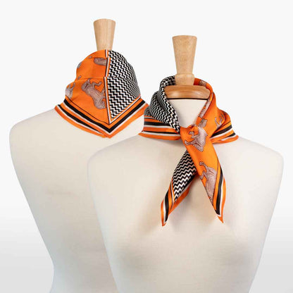 Manon - Stylized Equestrian Scarf in Tangerine